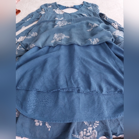 Altar'd State - Blue & White Floral Mini Dress Flowy - Picture 8 of 9